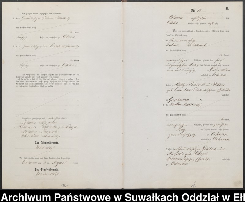 image.from.unit.number "Heiraths-Neben-Register des Preussischen Standes-Amtes Orlowen Kreis Loetzen für das Jahr 1880"