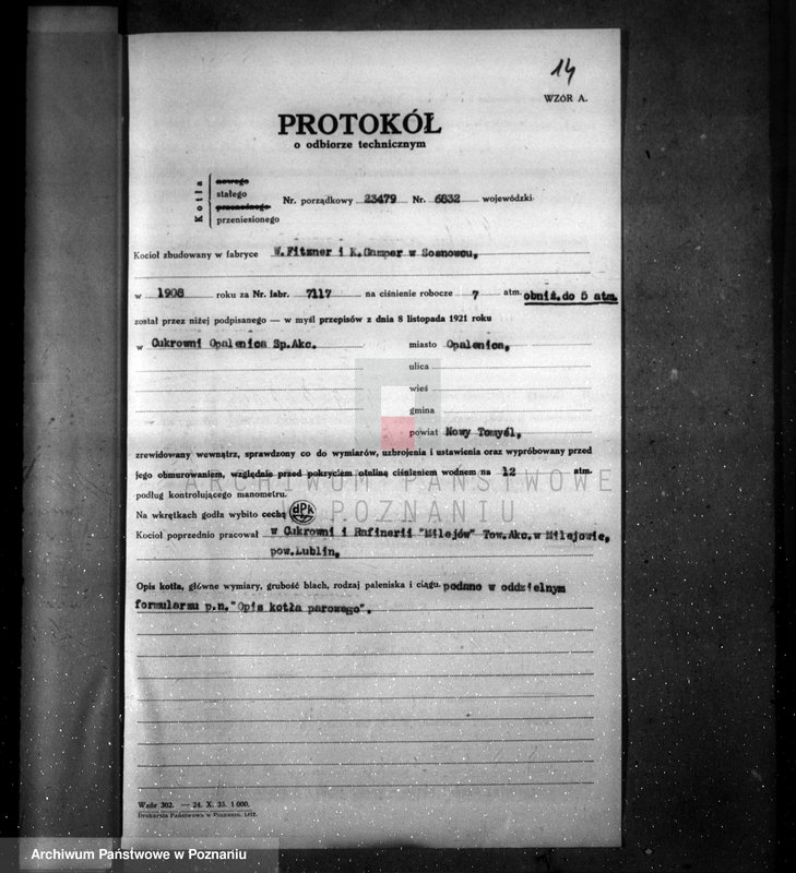 Obraz 19 z jednostki "Cukrownia Opalenica Spółka Akcyjna, nr woj. 6832"