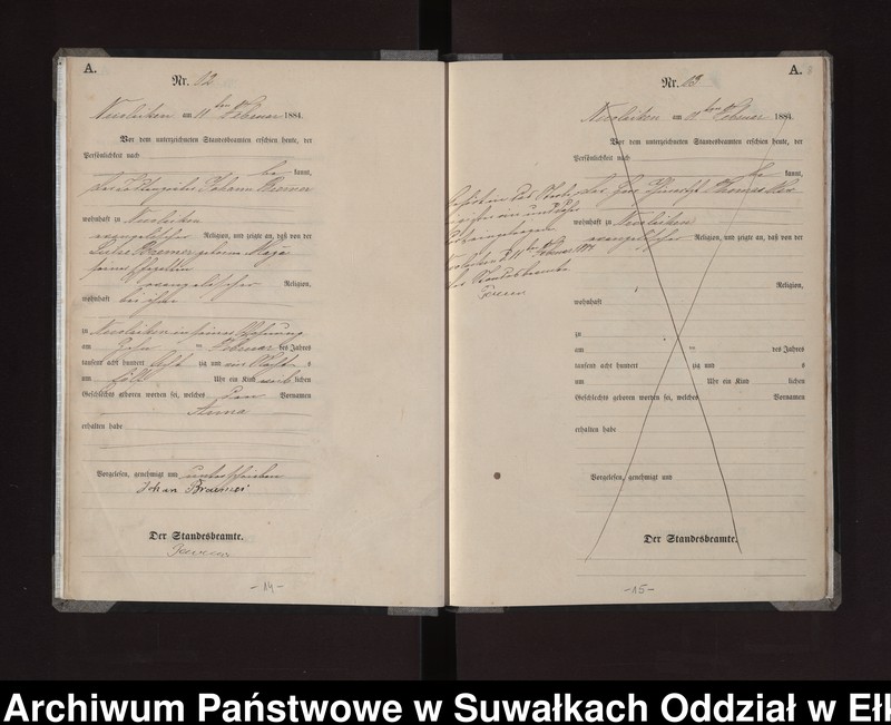 Obraz 11 z jednostki "Geburts-Haupt-Register des Königlichen Preussischen Standes-Amtes Stadt Nicolaiken Kreis Sensburg"