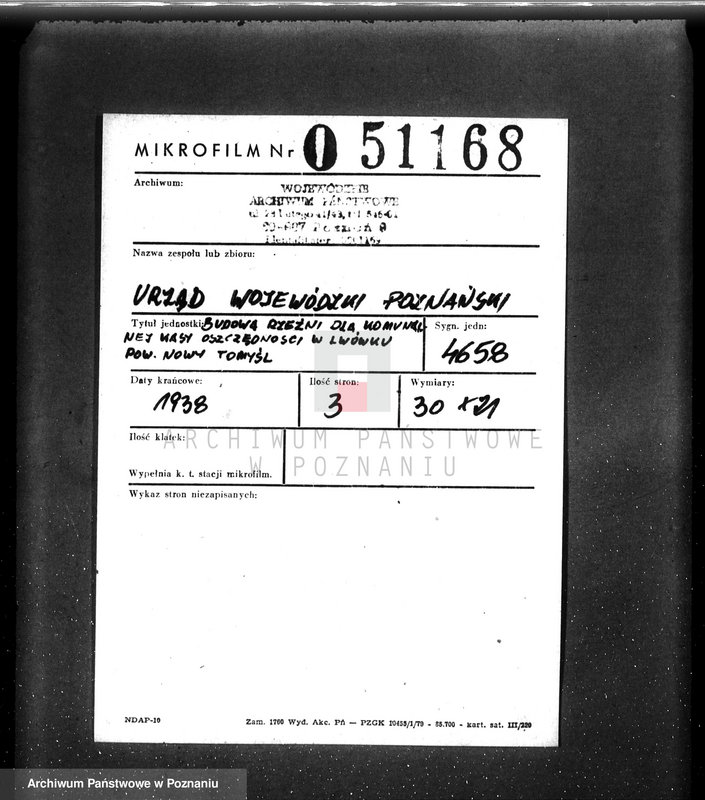 Obraz 2 z jednostki "Budowa rzeźni dla Komunalnej Kasy Oszczędnościowej w Lwówku, pow. Nowy Tomyśl"