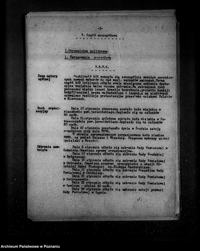 Obraz 9 z jednostki "Sprawozdania z polskiego legalnego ruchu polityczno-społecznego za miesiące styczeń, luty, marzec 1932 r."