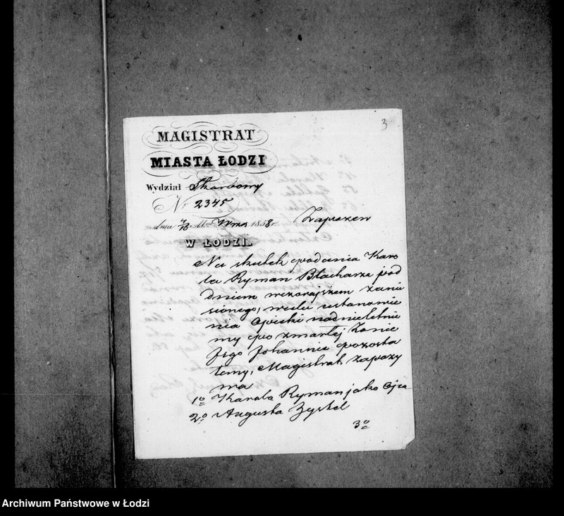 Obraz 7 z jednostki "Akta tyczące się ustanowienia opieki nad nieletnimi Pauliną i Matyldą Ryman po zmarłej Johannie z Zystlów Ryman"