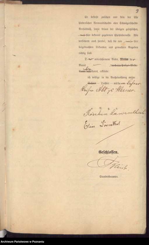 Obraz 11 z jednostki "Die von den Verlobten beigebrachten Urkunden zur Eheschliessung pro 1897"