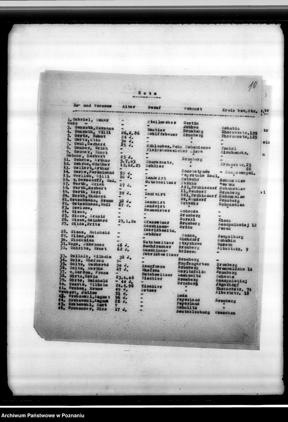 Obraz 14 z jednostki "Spisy zmarłych i zaginionych w 1939 roku miejscowych Niemców"