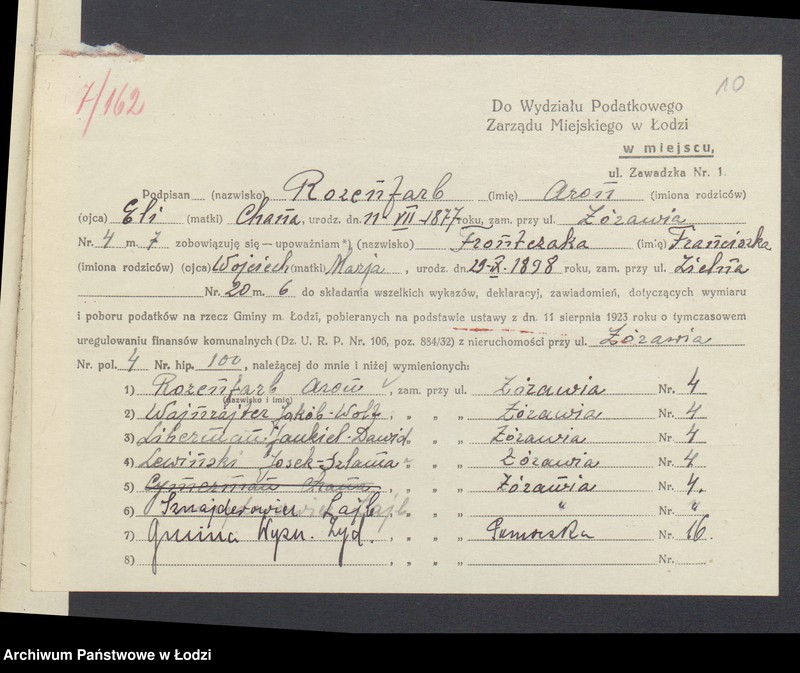 image.from.unit.number "Księga inwentarzowa nieruchomości m. Łodzi ul. Żurawia"