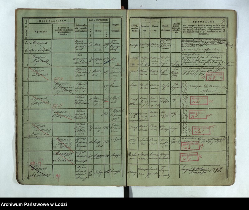 Obraz 12 z jednostki "Księga ludności stałej Łódź - cyrkuł I nr 1-33"