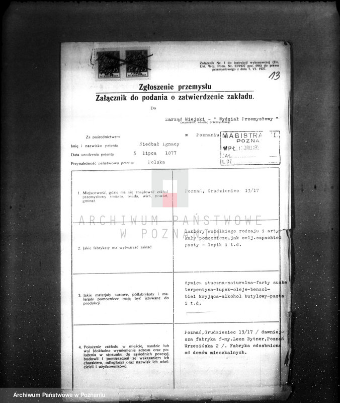 Obraz 17 z jednostki "Wytwórnia chemiczna Nitrolak w Poznaniu /zatwierdzenie projektu urządzania/"