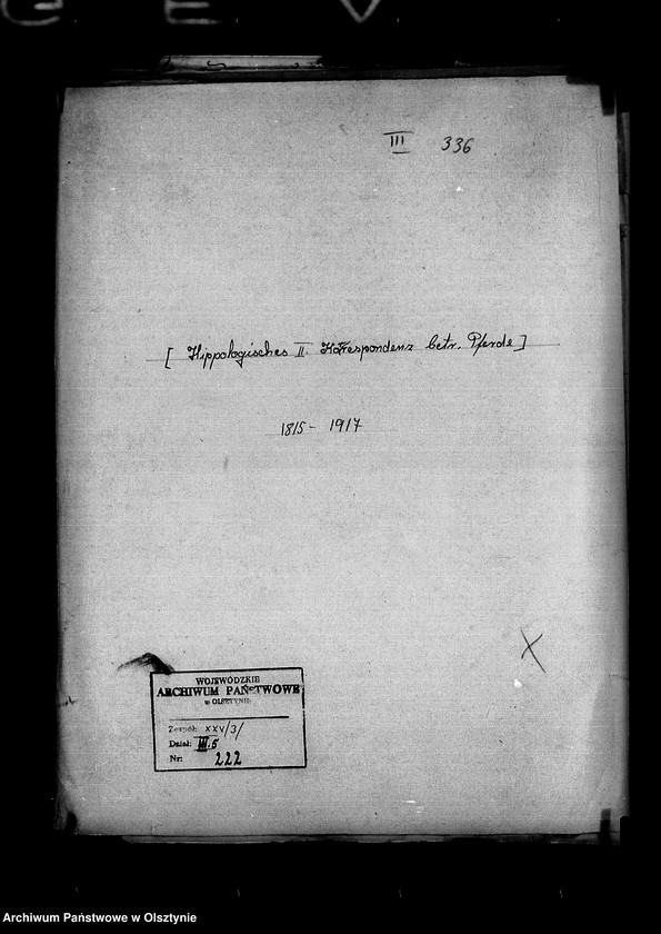 image.from.unit.number "/Hippologisches II. Korrespondenz betr. Pferde/"