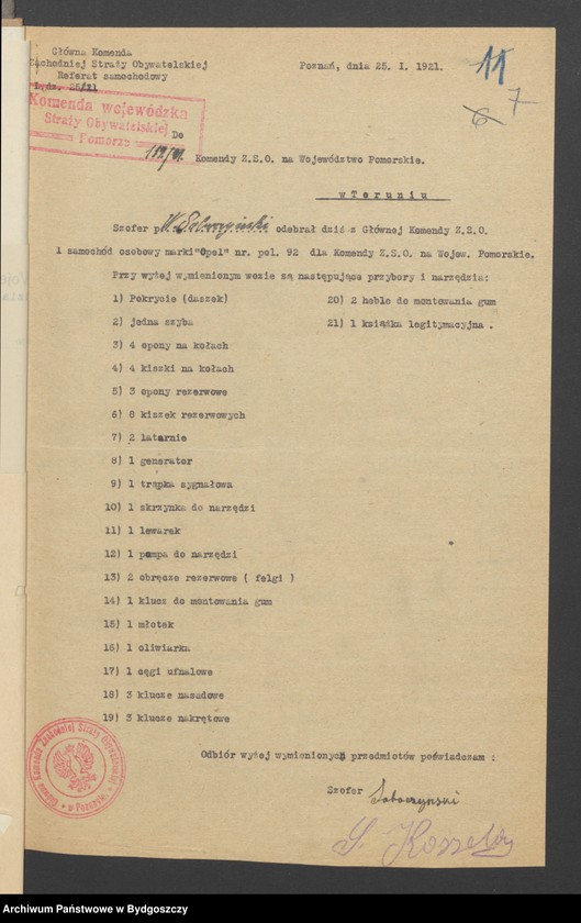 image.from.unit.number "Przydzielenie samochodu do użytku Komendy Wojew. Straży Obywatelskiej Pomorze"