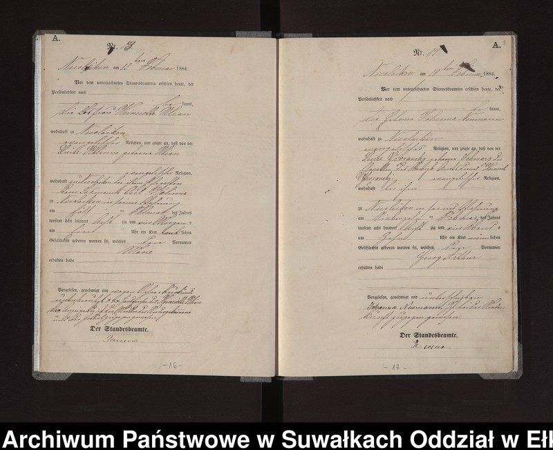 Obraz 12 z jednostki "Geburts-Haupt-Register des Königlichen Preussischen Standes-Amtes Stadt Nicolaiken Kreis Sensburg"