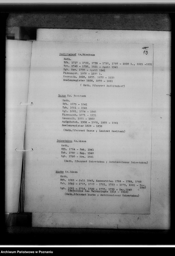 Obraz 17 z jednostki "Zugangsverzeichnis des Kirchenbuch-Magazins [na terenie tak zwanego Kraju Warty]"