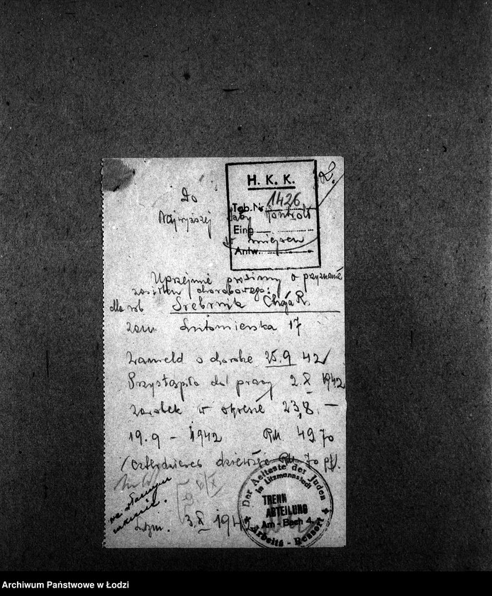 Obraz 5 z jednostki "Trenn-Abteilung. Am Bach 4 [Zasiłki chorobowe dla pracowników, zaświadczenia lekarskie, listy zatrudnionych]"