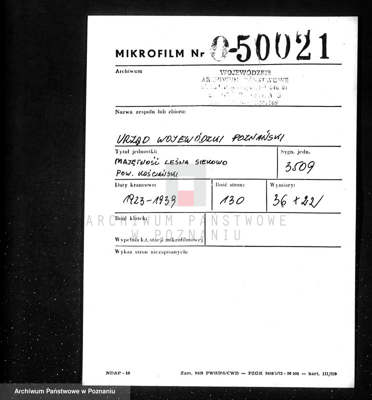 Obraz 2 z jednostki "Majętność leśna /Siekówko/ powiat kościański"