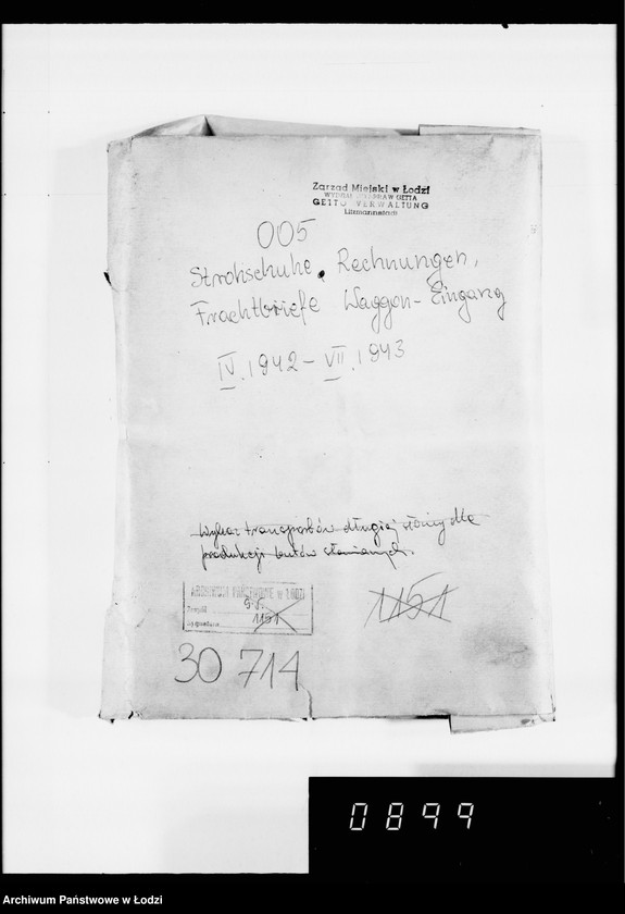 Obraz 4 z jednostki "Strohschuhe. Rechnungen, Frachtberichte, Waggon-Eingang"