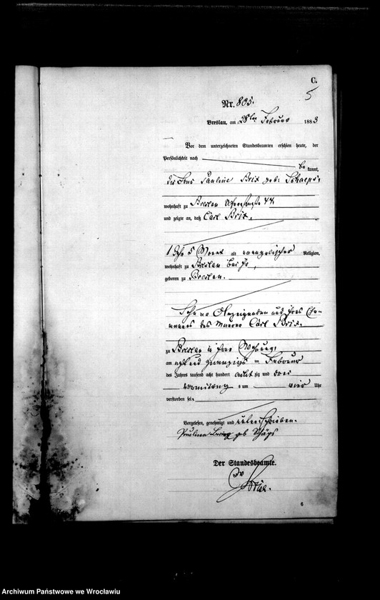 image.from.unit.number "Sterbe-Haupt-Register Breslau I 1883 Band 3"