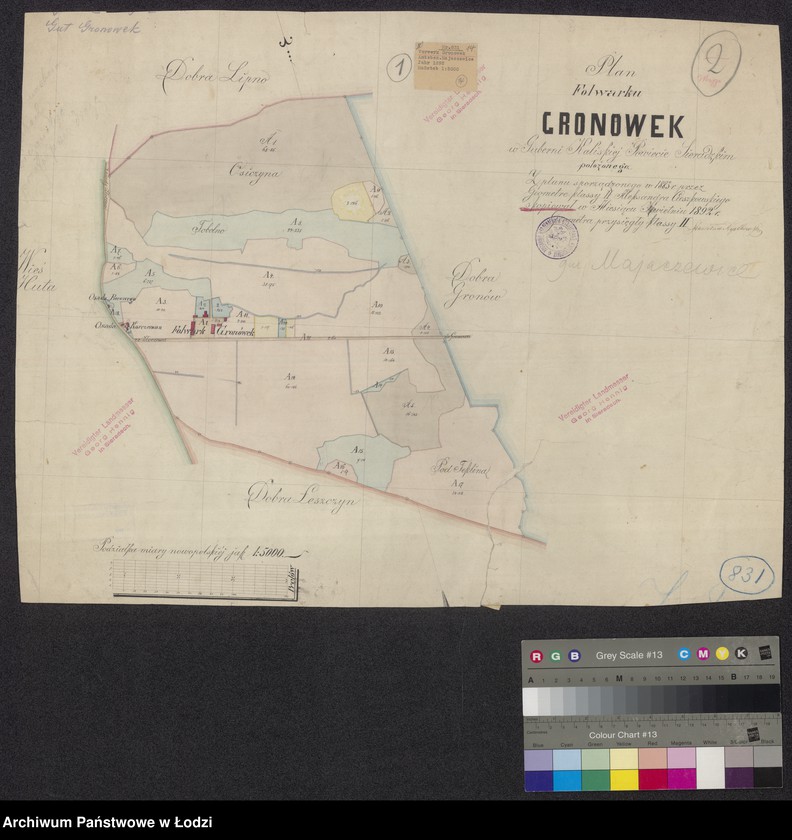 Obraz 1 z jednostki "Plan folwarku folwarku Gronowek w ... powiecie sieradzkim położonego"