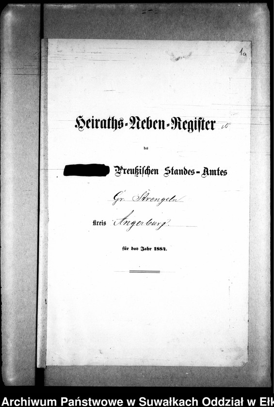 image.from.unit.number "Heiraths-Neben-Register des Preussischen Standes-Amtes Gr. Strengeln Kreis Angerburg"