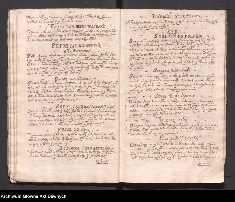 image.from.unit.number "„Moda bardzo dobra smażenia różnych konfektów i innych słodkości, a także przyrządzania wszelakich potraw, pieczenia chleba i inne sekreta gospodarskie i kuchenne” (brak karty tytułowej, wycięta w celu zatarcia proweniencji)."