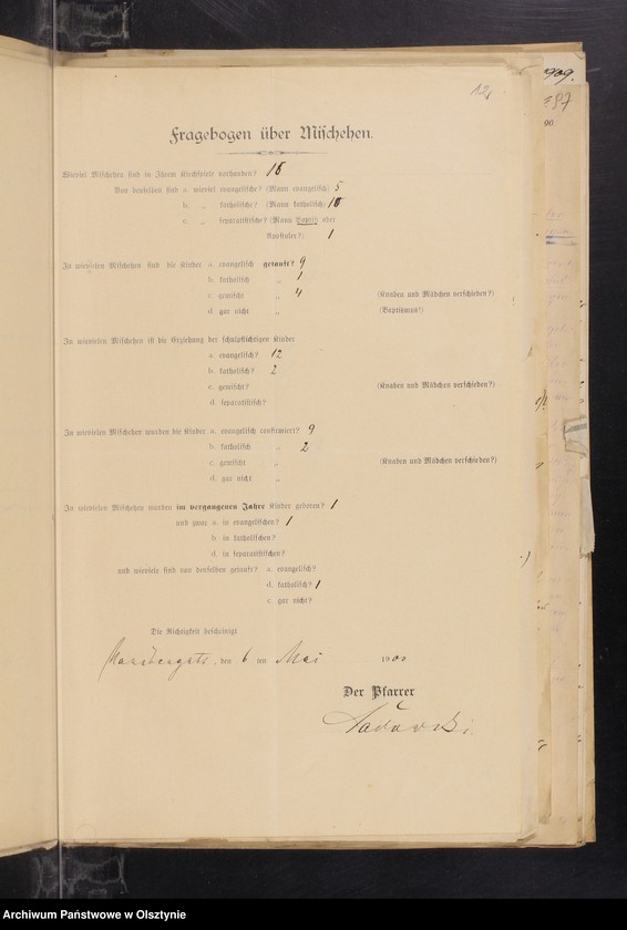 image.from.unit.number "Mischehen-Listen aus der Diözese /auch Anweisungen, Berichten und  andere Schreiben/"