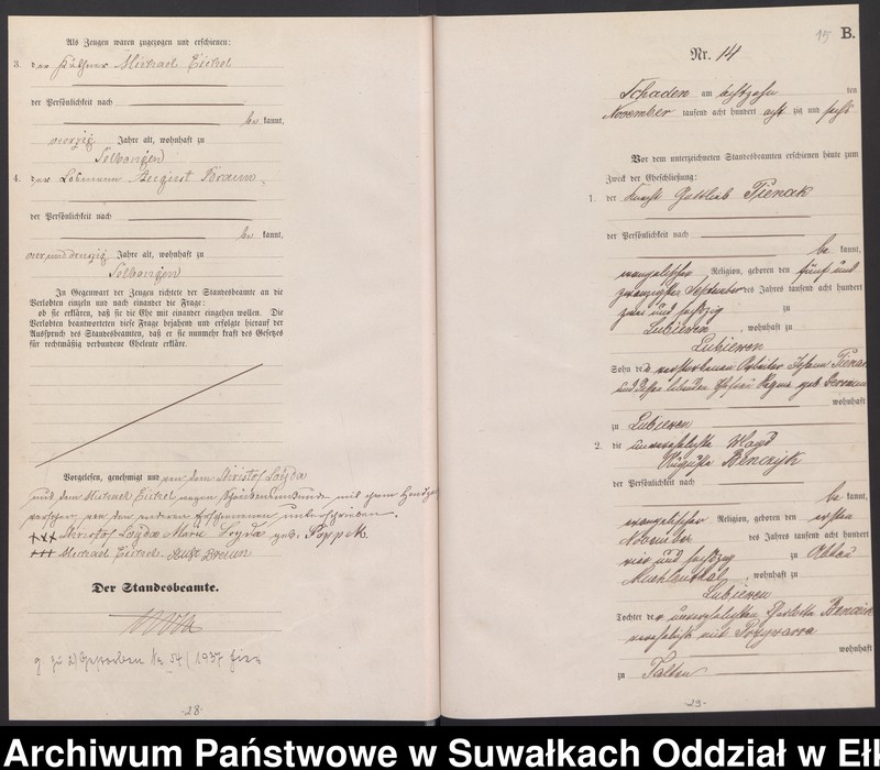 image.from.unit.number "Heiraths-Haupt-Register des Königlich Preussischen Standes-Amtes Schaden Kreis Sensburg"