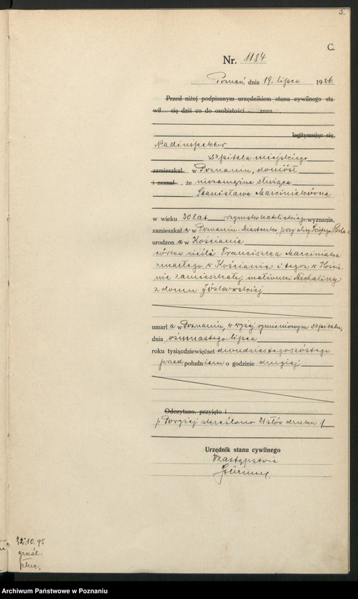 Obraz 7 z jednostki "Księga miejscowa zgonów tom III [Rejestr główny zgonów]"