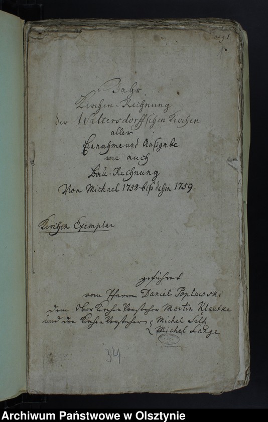 image.from.unit.number "Jahr Kirchen Rechnung der Waltersdorfschen Kirche aller Einnahme und Ausgabe wie auch Bau-Rechnung"