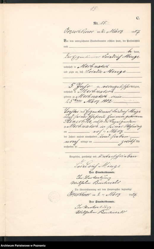 Obraz 18 z jednostki "Sterbe-Neben-Register"