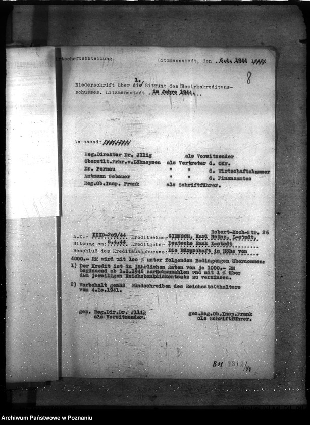 Obraz 12 z jednostki "Sitzungen des Bezirkskreditausschusses - Litzmannstadt (Łódź)"