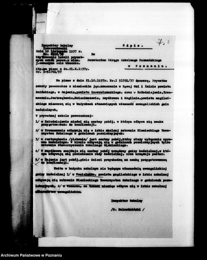 Obraz 12 z jednostki "Prywatna Szkoła Powszechna z niemieckim językiem nauczania Wasielewko powiat Mogilno"