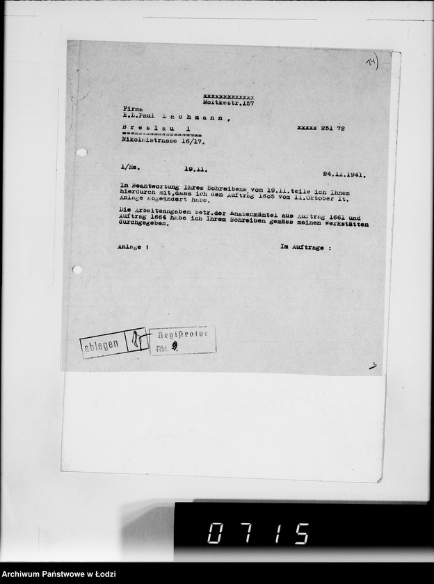 Obraz 20 z jednostki "[Korespondencja z urzędami, instytucjami i firmami] Lit.Lo-Lod."