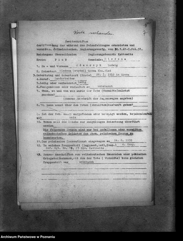 Obraz 11 z jednostki "Amtliche Meldungen Kreis Pless (Pszczyna)"