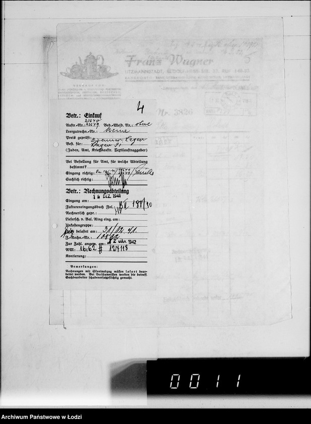 Obraz 8 z jednostki "W. [rachunki za dostawy towarów dla Getta]"