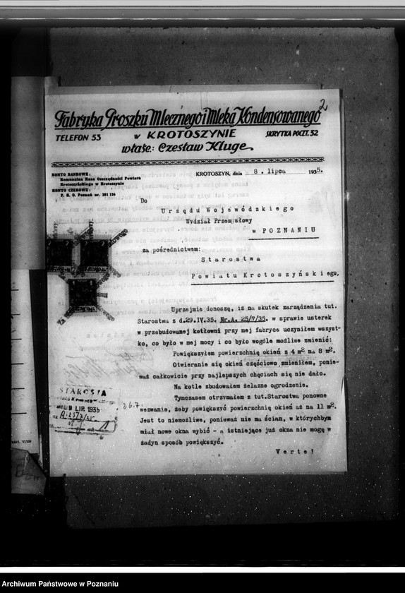 image.from.unit.number "/Fabryka proszku mlecznego i mleka kondensowanego w Krotoszynie - własność A. Kluge nadzór nad kotłownią/"