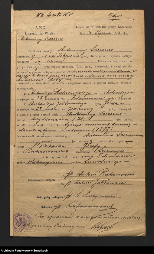image.from.unit "[Dokumenty do aktów ślubnych parafii w Smolnikach z 1928 roku]"