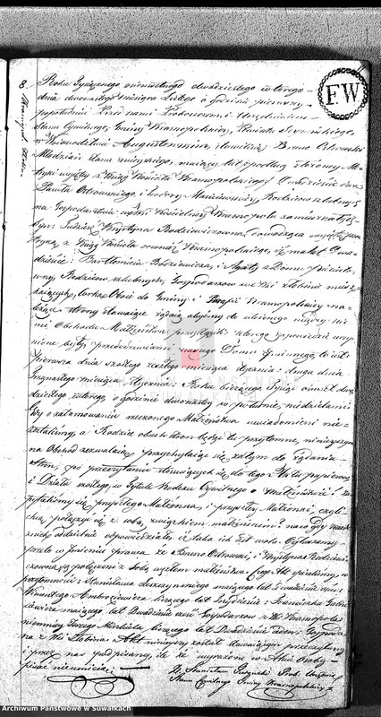 image.from.unit.number "Akta Zaślubionych Gminy Krasnopolskiey R-ku 1822. Powiat Seyneński. Województwo Augstowskie."