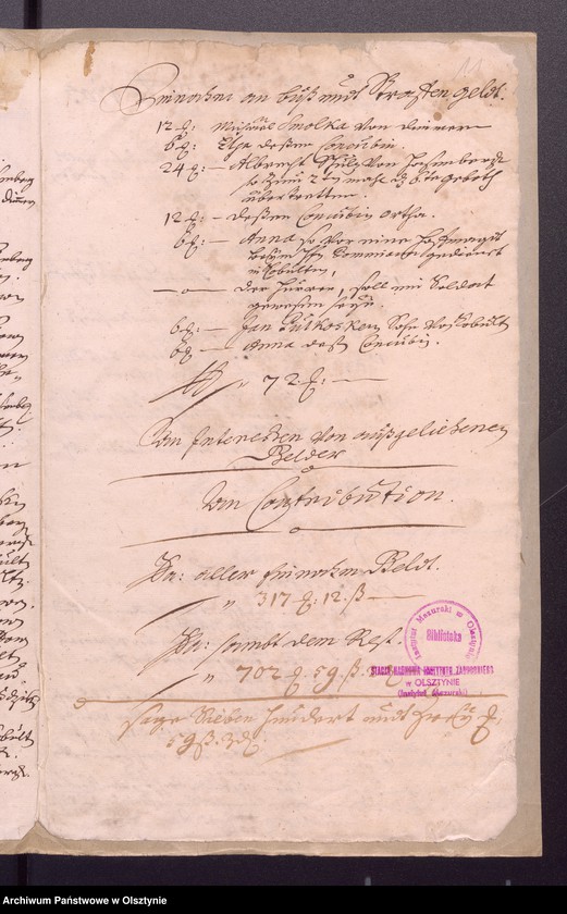 image.from.unit.number "Kobultensche Kirchen Rechnungaller Einnahme und Ausgabe Geld"