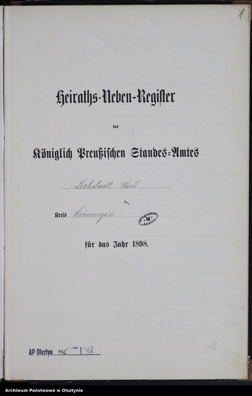 image.from.unit.number "Heiraths-Neben-Register Nr 1 - 16"