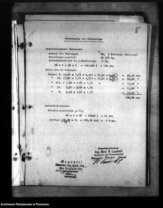 Obraz 9 z jednostki "Entwurt für die Entwässerungsanlage der Reichsbedienstetensiedlung am Rosenweg in Schieratz"