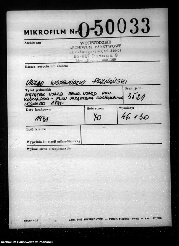 Obraz 2 z jednostki "Majętność Ujazd Rewir Ujazd powiat kościański /Plan urządzania gospodarstwa leśnego/"