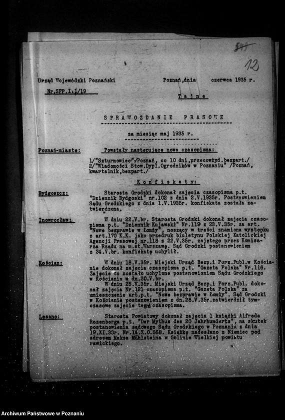 Obraz 16 z jednostki "Sprawozdania prasowe za czas od stycznia do grudnia 1935 r."