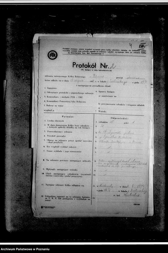 Obraz 8 z jednostki "Protokoły zebrań, sprawozdania roczne, sprawy członkostwa, korespondencja"