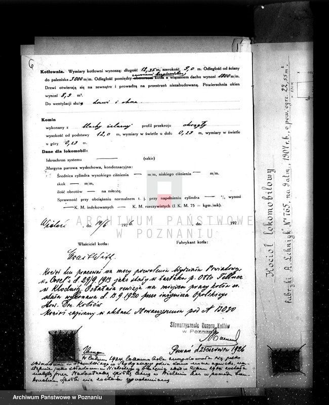 Obraz 10 z jednostki "Tartak E. Witta w Wieleniu pow. czarnkowski kocioł nr woj. 633"