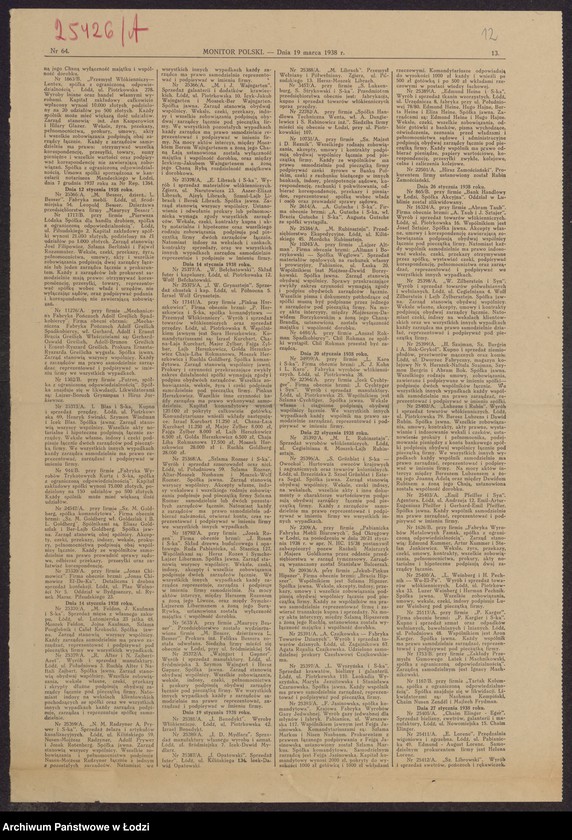 Obraz 14 z jednostki "Icek Łaznowski, Cyrla Edelbaum- sprzedaż odpadków bawełnianych"