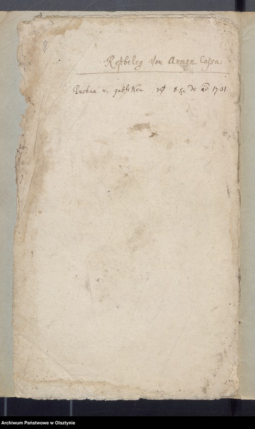 image.from.unit.number "Armen Cassen Rechnung des Widminnschen Kirchspiels"