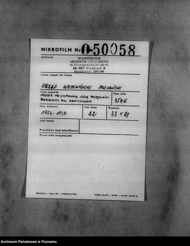 Obraz 2 z jednostki "Nadzór nad gospodarką leśną majętności Mokronos powiat krotoszyński"