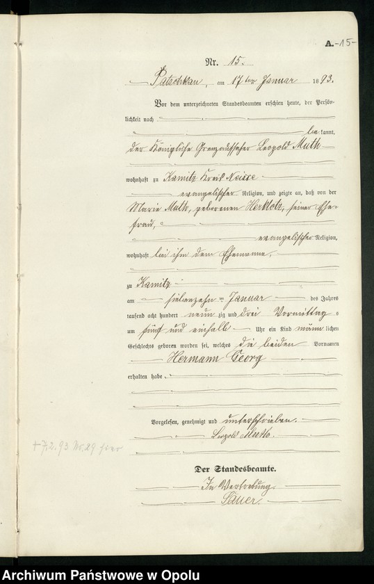 image.from.unit.number "Geburts-Haupt-Register des Standesamts Patschkau Stadt und Land pro 1893"