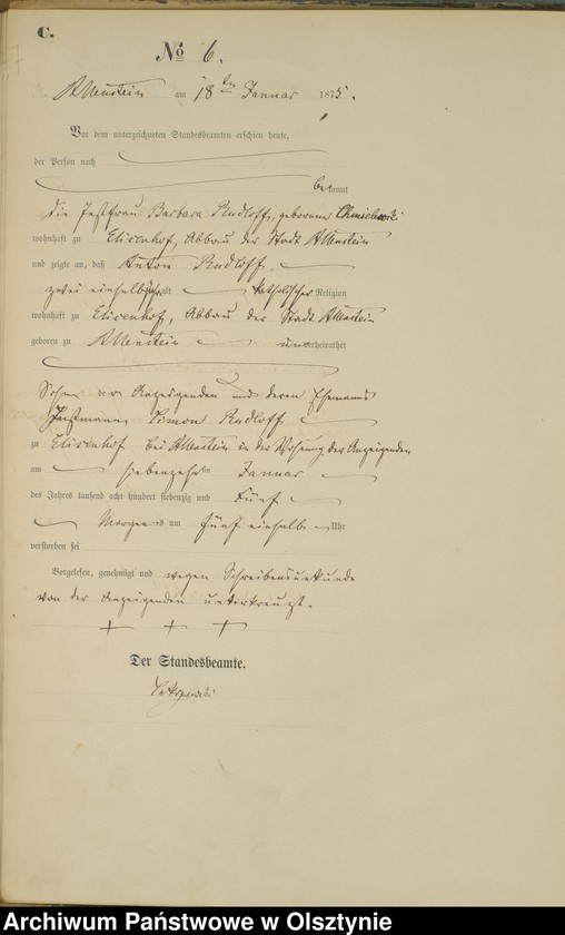 image.from.unit.number "Haupt-Sterbe-Register Nr 1 - 175"