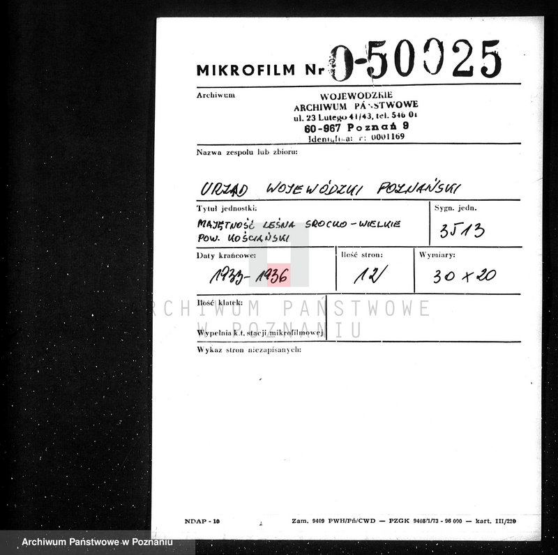 Obraz 2 z jednostki "Majętność leśna Srocko-Wielkie powiat kościański"