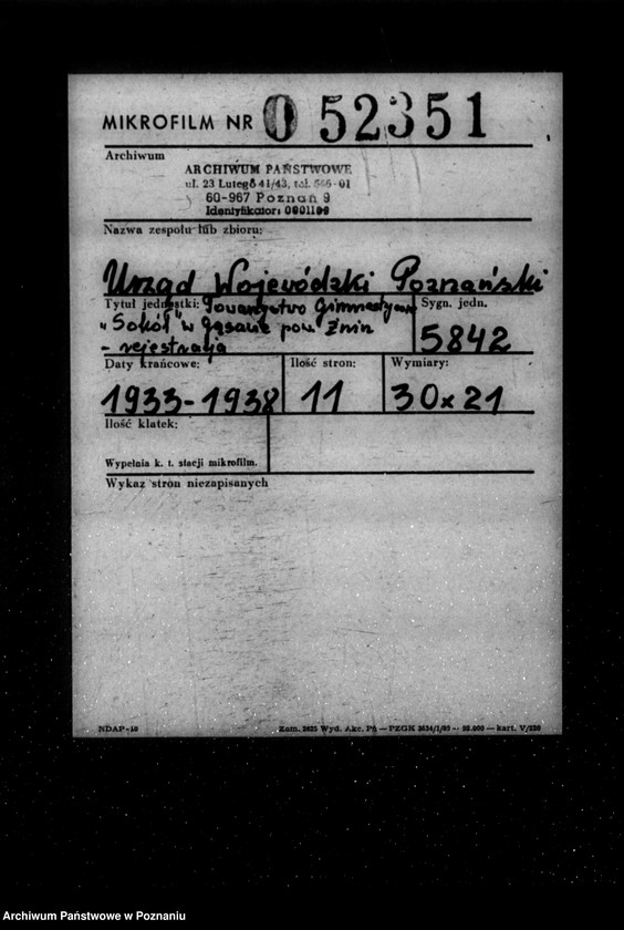 Obraz 2 z jednostki "/Towarzystwo Gimnastyczne „Sokół" w Gąsawie powiat Żnin - rejestracja/"