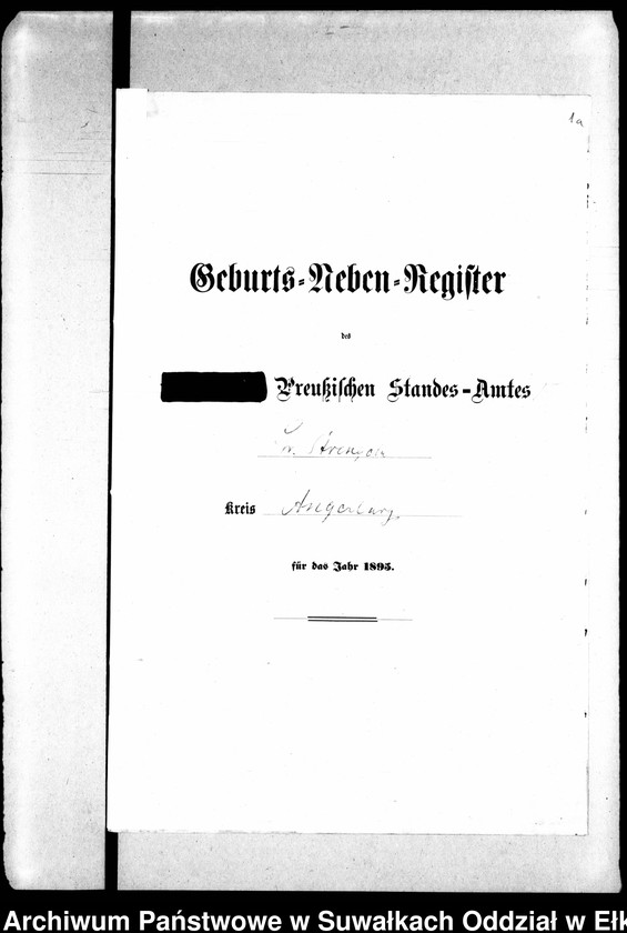 image.from.unit.number "Geburts-Neben-Register des Preussischen Standes-Amtes Gr. Strengeln Kreis Angerburg"